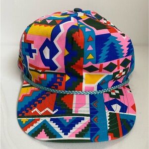 Vintage 90s Nissin Fresh Prince Aztec Multicolor Print SnapBack Hat